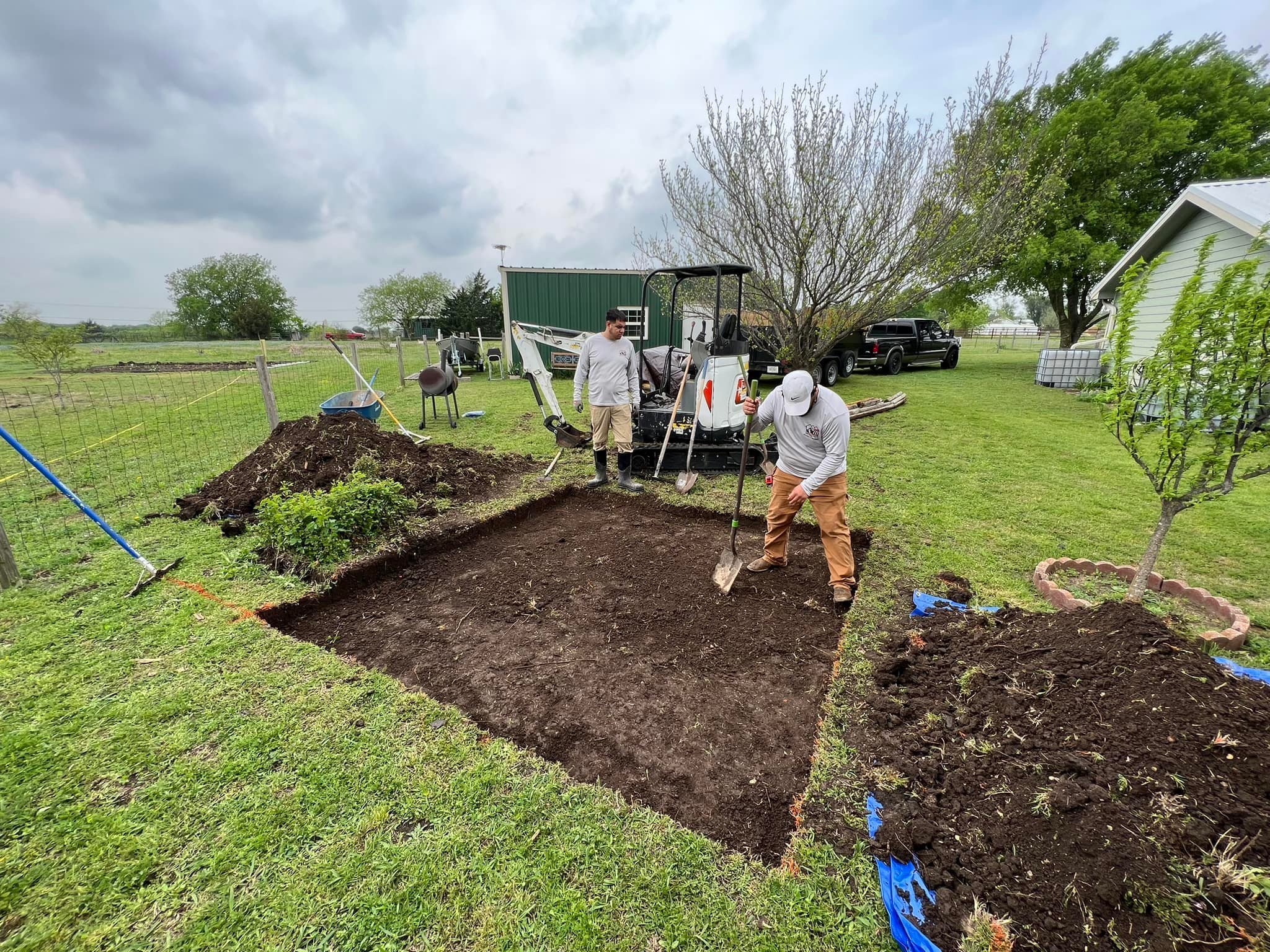 Team preparing outdoor project